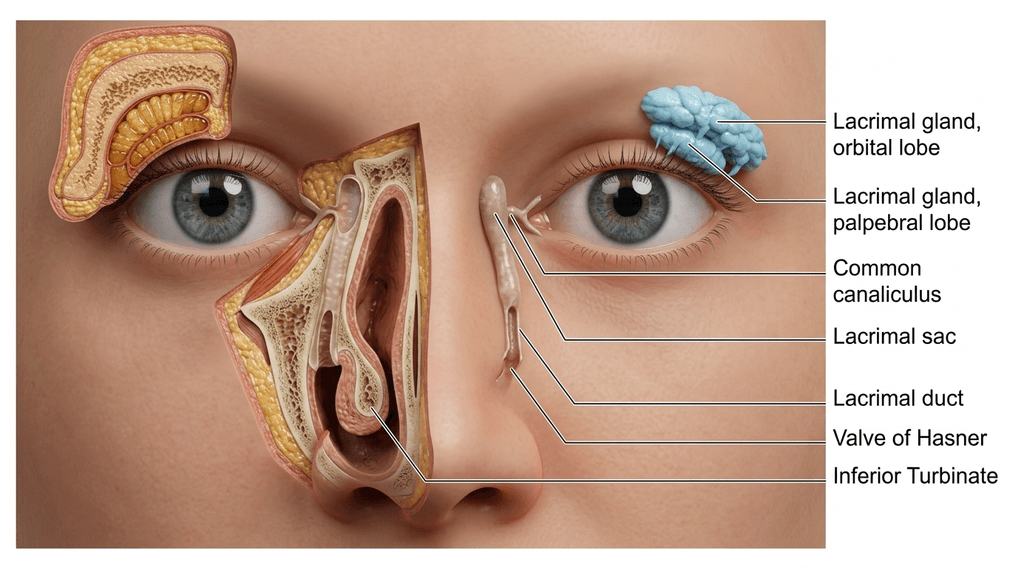 Lacrimal sac anatomy and nasolacrimal duct diagram